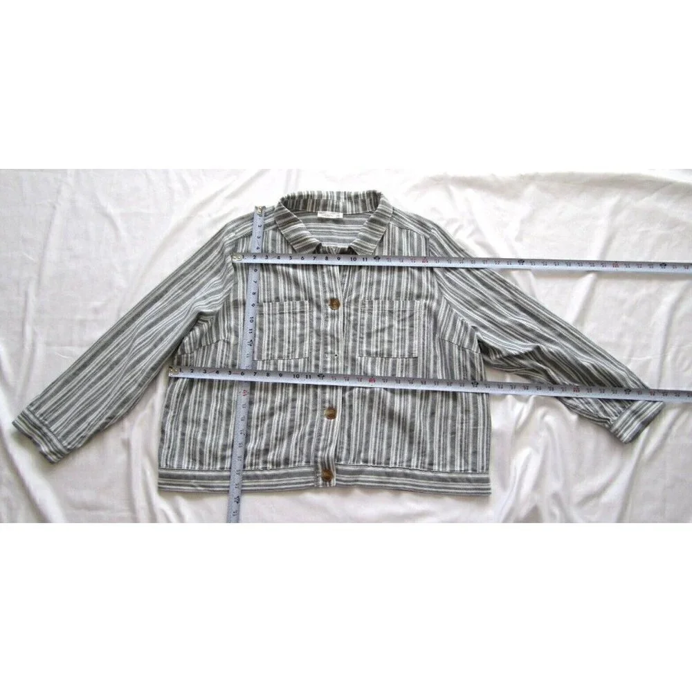 Women's 89th Madison Button Down Stripe Cotton Jacket Sz 2X (WJ14)‎